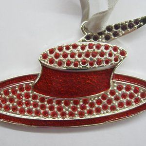 LUXE Harvey Lewis Red Hat Society Christmas Ornament Swarovski Crystals Enamel
